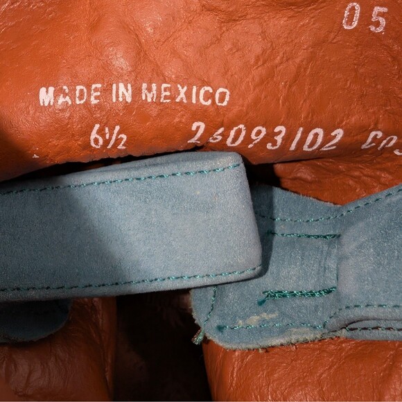 Eight Second Angel Blue Teal Suede Fringe Heeled Western Boots Women's Size 6.5 - Picture 8 of 10